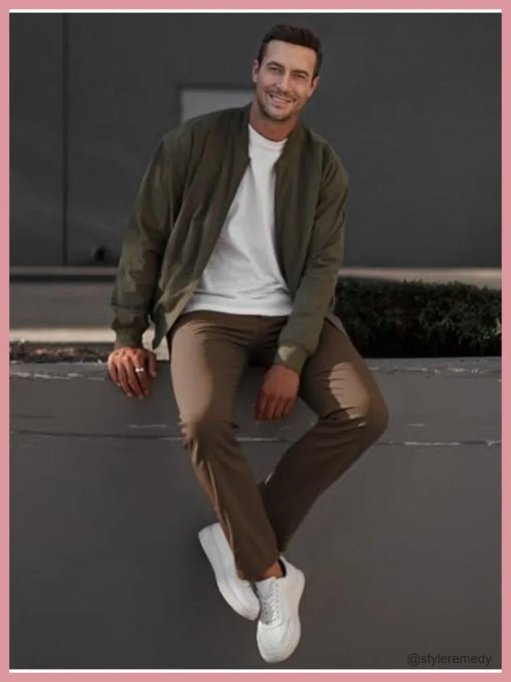 Men's Chino Pants Elastic Waist Tapered Golf Trousers Cotton Stretch